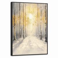 LEINWAND Bilder mit Rahmen - Winter - Abstrakt - Schnee - Natur - Sonne - 50x70 - Grau, Textil (50/70cm) - MuchoWow