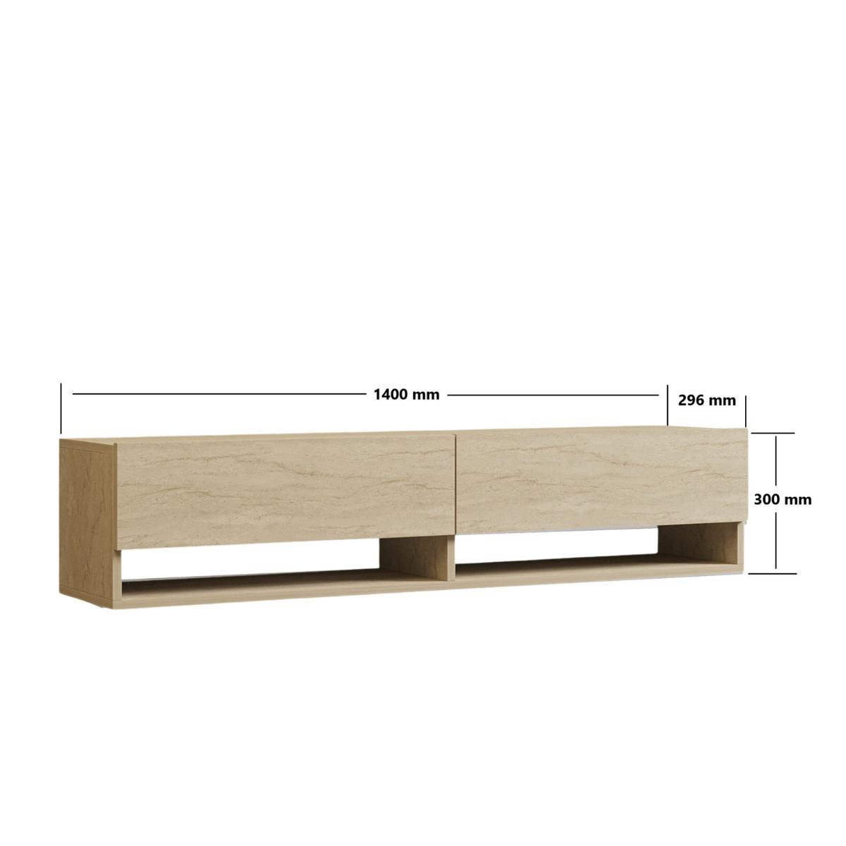 TV-MÖBEL mit 2 klapptüren travertin-dekor arges 30/31/141 cm - Beige, Holzwerkstoff (35/31/30cm) - Calicosy