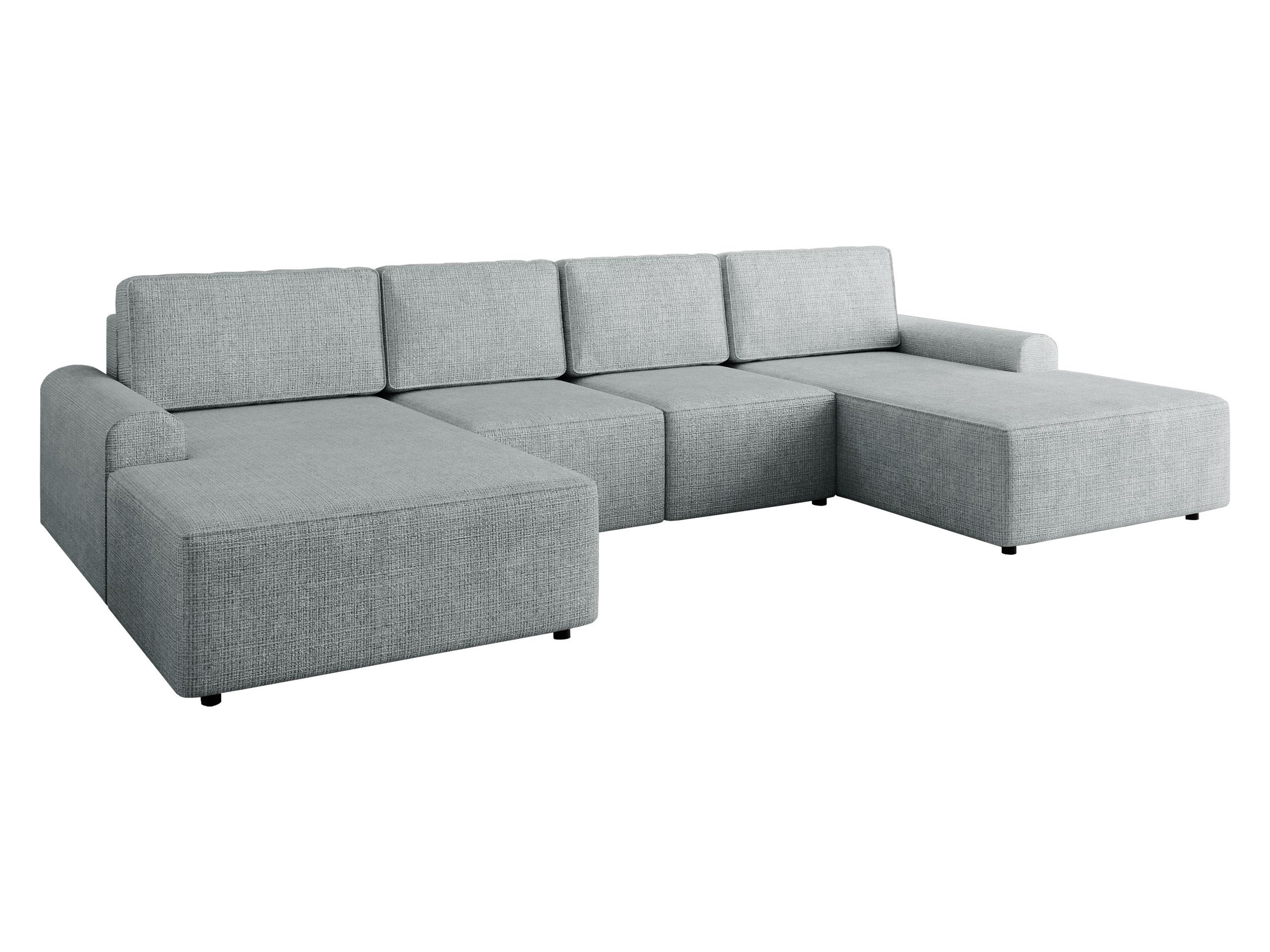 WOHNLANDSCHAFT Bella XL - Hellgrau/Schwarz, Holz/Kunststoff (338/85/168cm) - MIRJAN24