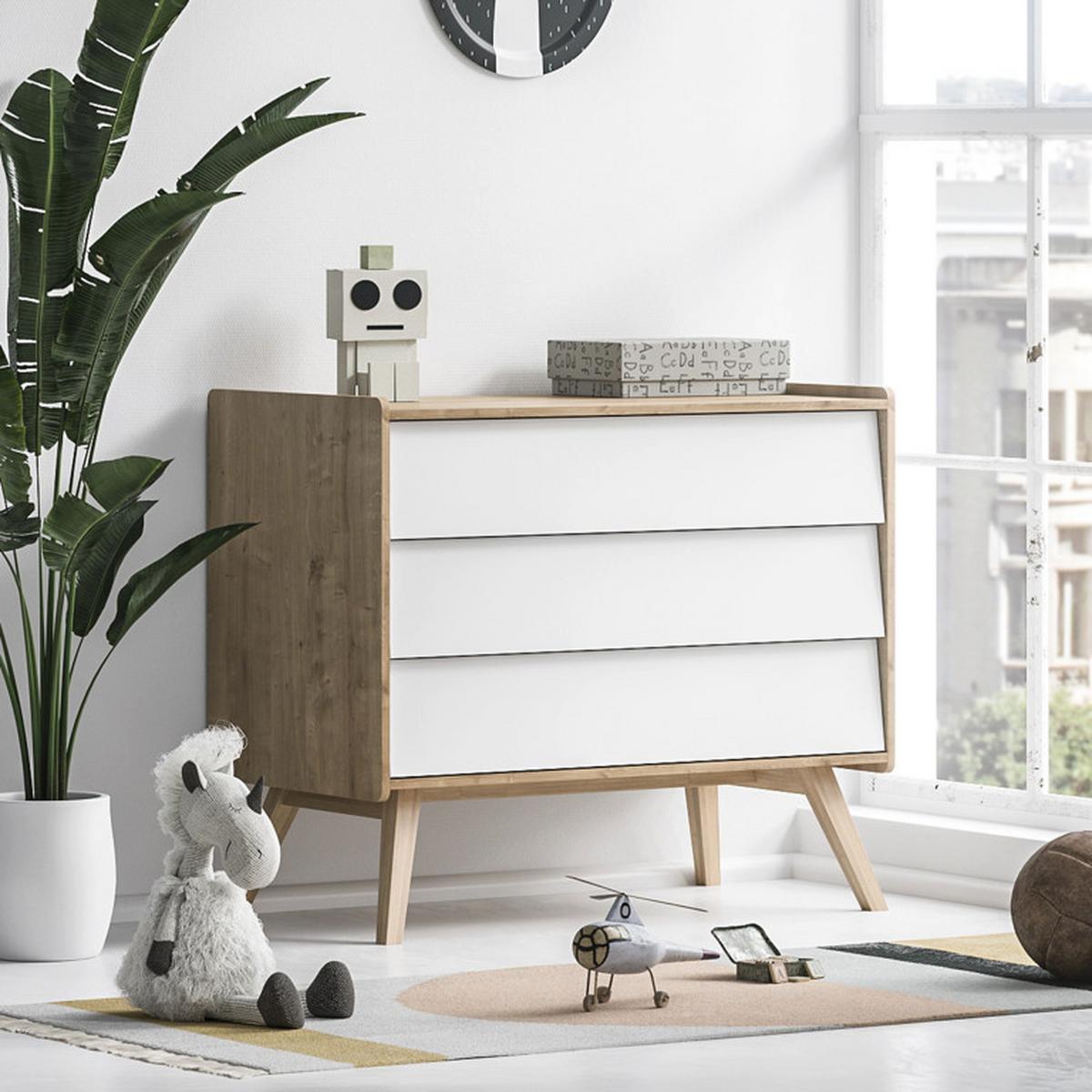 KINDERKOMMODE Eiche und Weiß - Weiß, Holzwerkstoff (100/90/59cm) - Petits-meubles