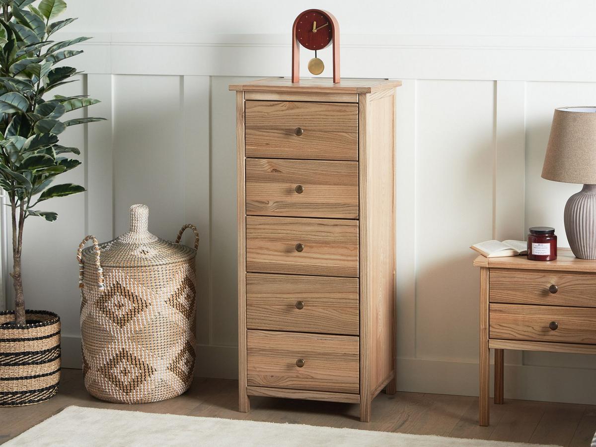 KOMMODE mit 5 Schubladen Sassafrasholz Braun Salton - Braun, Holz (50/111/39cm) - Beliani