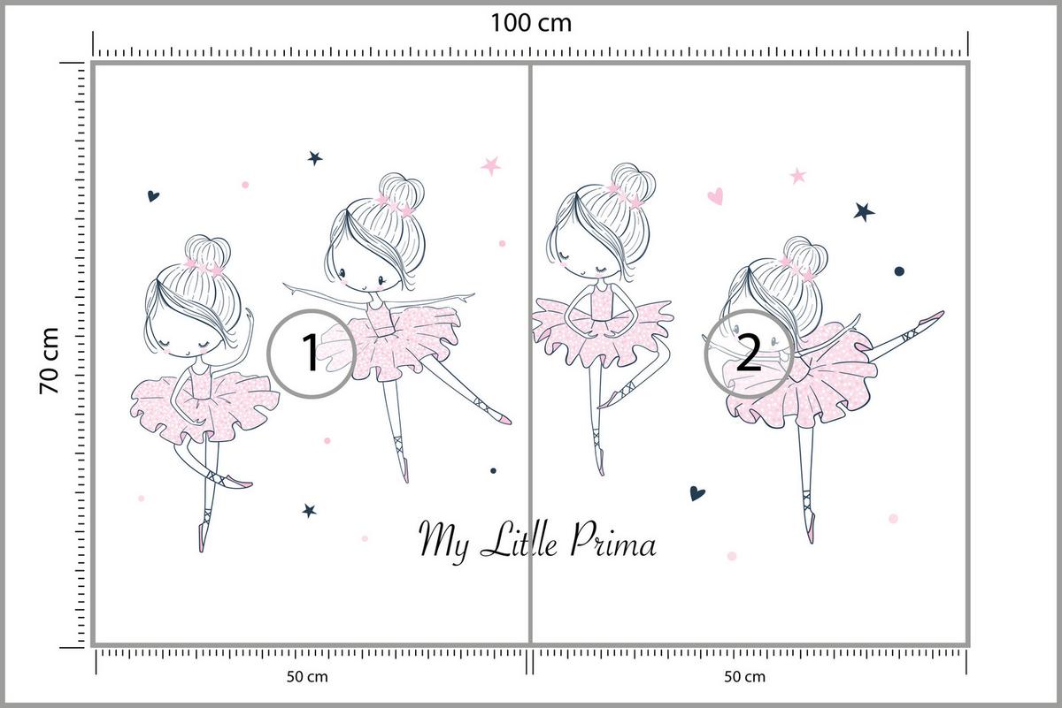 FOTOTAPETE für Kinderzimmer Kleine Ballerinen Tanzen Herzen Sterne 100x70 - Weiß, Papier (100/70cm) - Muralo