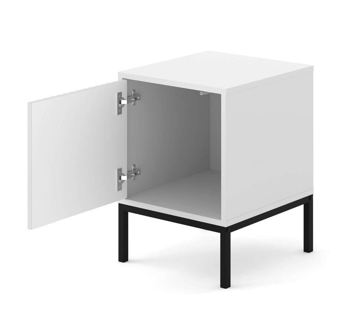 NACHTTISCH Weiß, Weiß-Schwarz, Schwarz 41/55/40 - Schwarz/Weiß, Holzwerkstoff (41/55/40cm) - RAUMHIRSCH FURNITURE