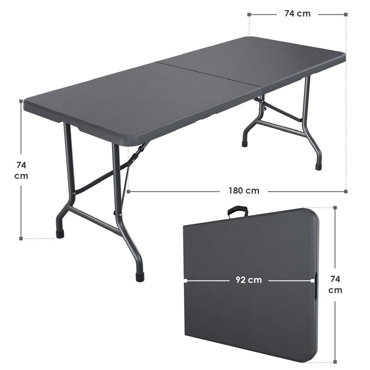 GARTENTISCH Easyfold klappbar anthrazit - Anthrazit, Kunststoff (180/74/74cm) - Juskys