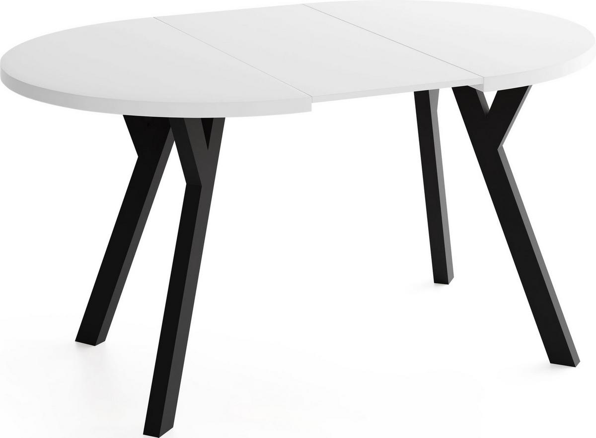 ESSTISCH Vero rund ausziehbar verlängerbar, Weiss 80-130/80/77 cm - Schwarz/Weiß, Holz/Holzwerkstoff (80/130/76.5cm) - WFL GROUP
