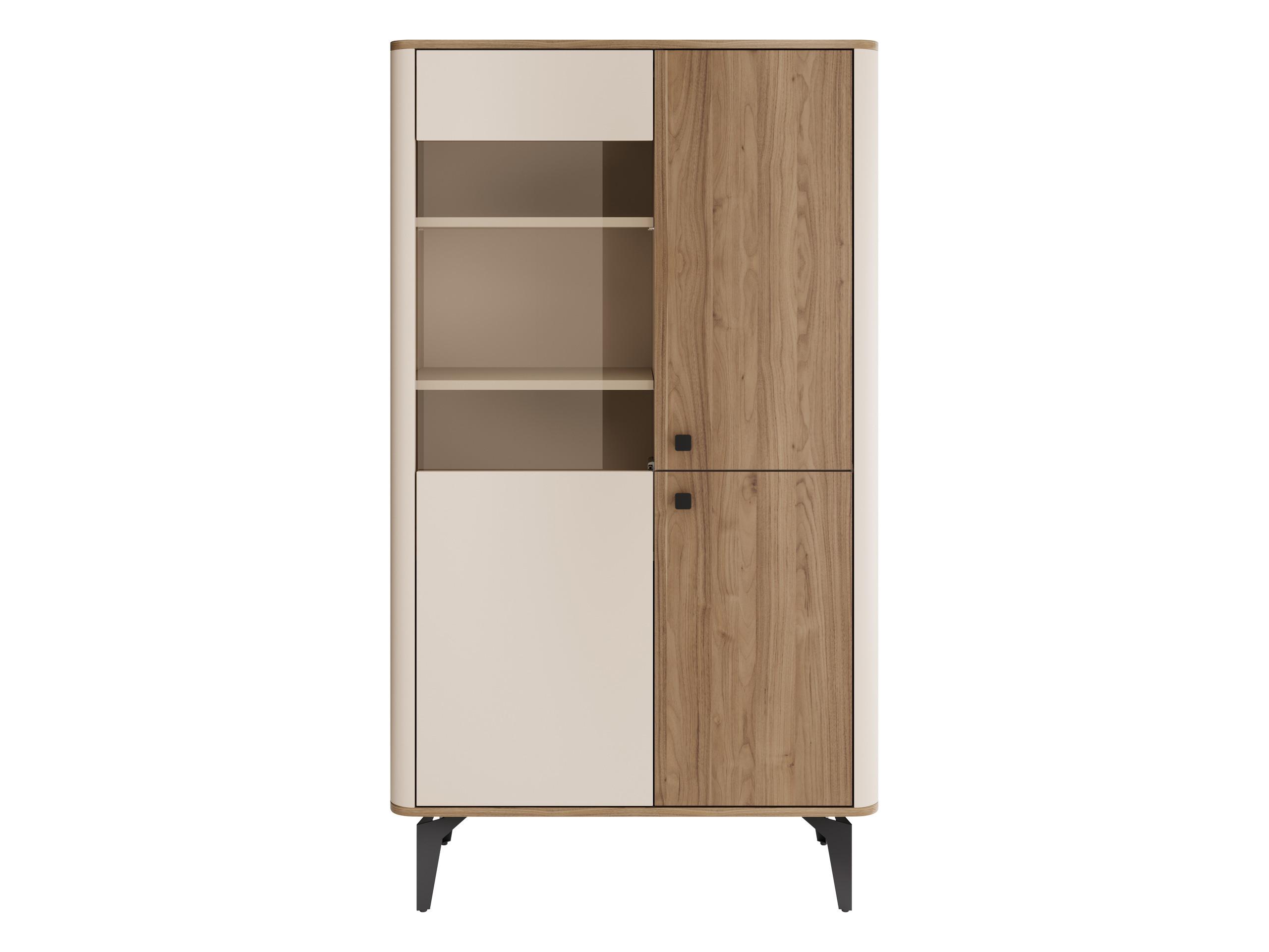 VITRINE Aurena AU03 - Kaschmir/Nussbaumfarben, Holzwerkstoff/Metall (89/156/41cm) - MIRJAN24