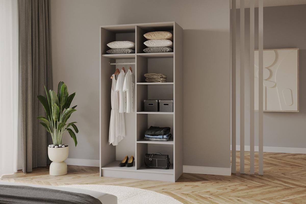 KLEIDERSCHRANK - LESE - 102 - Kaschmir - Kaschmir/Schwarz, Holzwerkstoff (102/200/51cm) - ALTDECOR