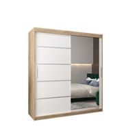 SCHWEBETÜRENSCHRANK 200/180/62 2-türig - Silberfarben/Weiß, Holz/Kunststoff (180/200/62cm) - MÖBEL KRYSPOL