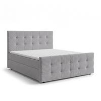 BOXBETT DEFNE 140x200 cm mit Fußteil und Matratze - Hellgrau + TOPPER - Hellgrau/Schwarz, Holz/Holzwerkstoff (140/200cm) - AX Living