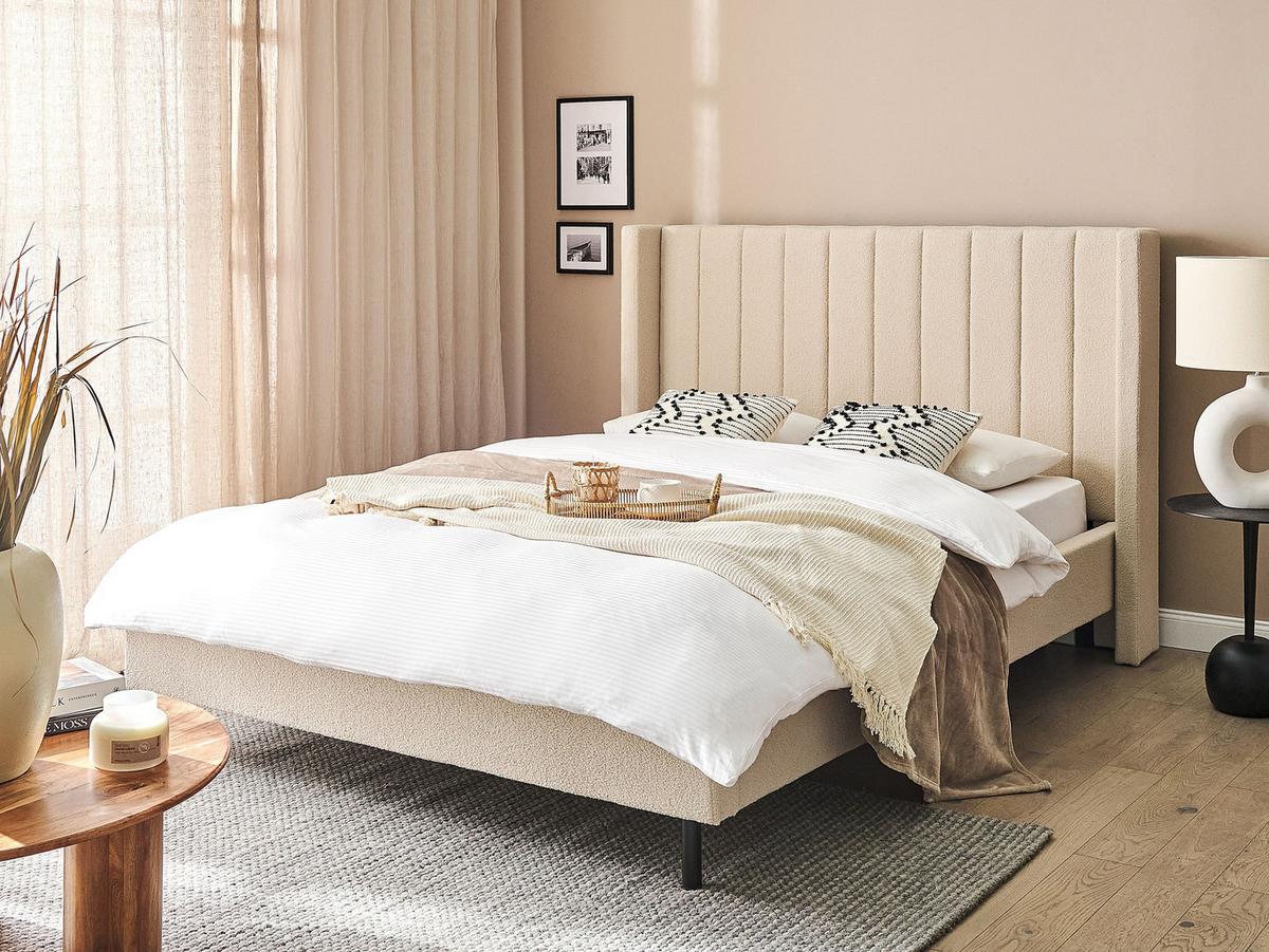 POLSTERBETT mit Lattenrost 140x200 cm Beige Villette - Beige, Textil (140/200cm) - Beliani