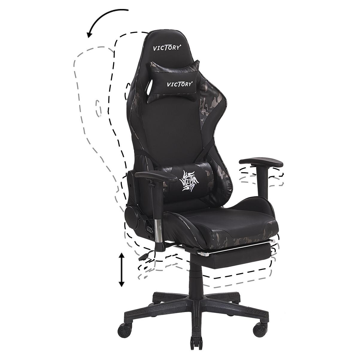 BÜROSTUHL Kunstleder Schwarz/Grau Victory - Schwarz, Kunststoff/Textil (55/124/60cm) - Beliani