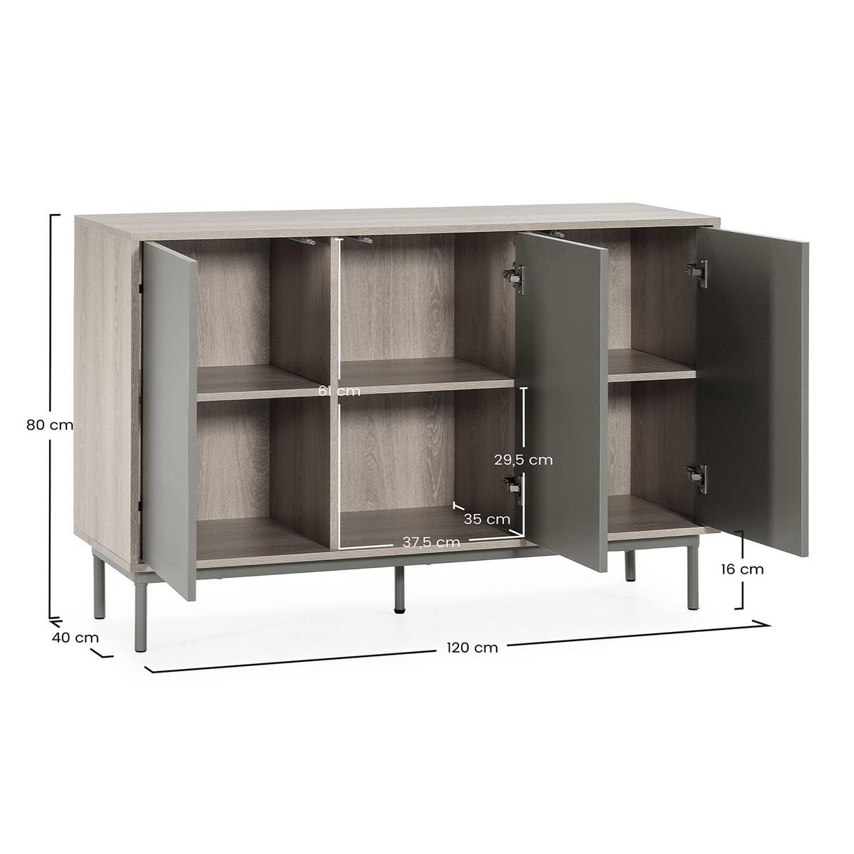 SIDEBOARD Cuzco 3 türen Eichenfarbe/grün - Grün, Holzwerkstoff (120/80/40cm)