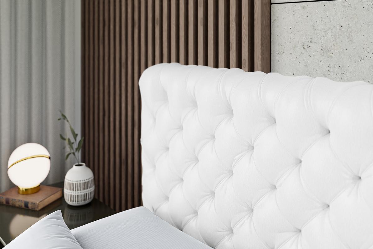 BOXSPRINGBETT BOXI8 KING - 140x200 - H3/H4 - Weiß Hochglanz - Weiß Hochglanz, Holzwerkstoff (140/200cm) - ALTDECOR