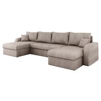 WOHNLANDSCHAFT Kris U Cord - Schwarz/Sahara, Holz/Kunststoff (304/80/140cm) - MIRJAN24