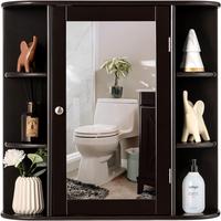 SPIEGELSCHRANK Badezimmerspiegel Braun - Braun, Holz (65/63/17cm) - COSTWAY
