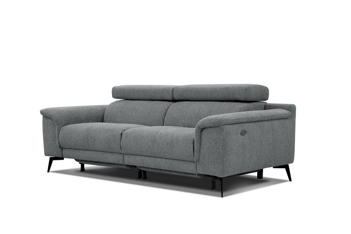 RELAXSOFA FIERO 3-Sitzer mit 2 Relaxfunktionen, grau - Schwarz/Grau, Holzwerkstoff/Textil (212/82/103cm) - Wozimo