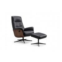 RELAXSESSEL SILVA Schwarz Leder Relaxfunktion - Schwarz, Leder/Metall (78/109/85cm) - KAWOLA