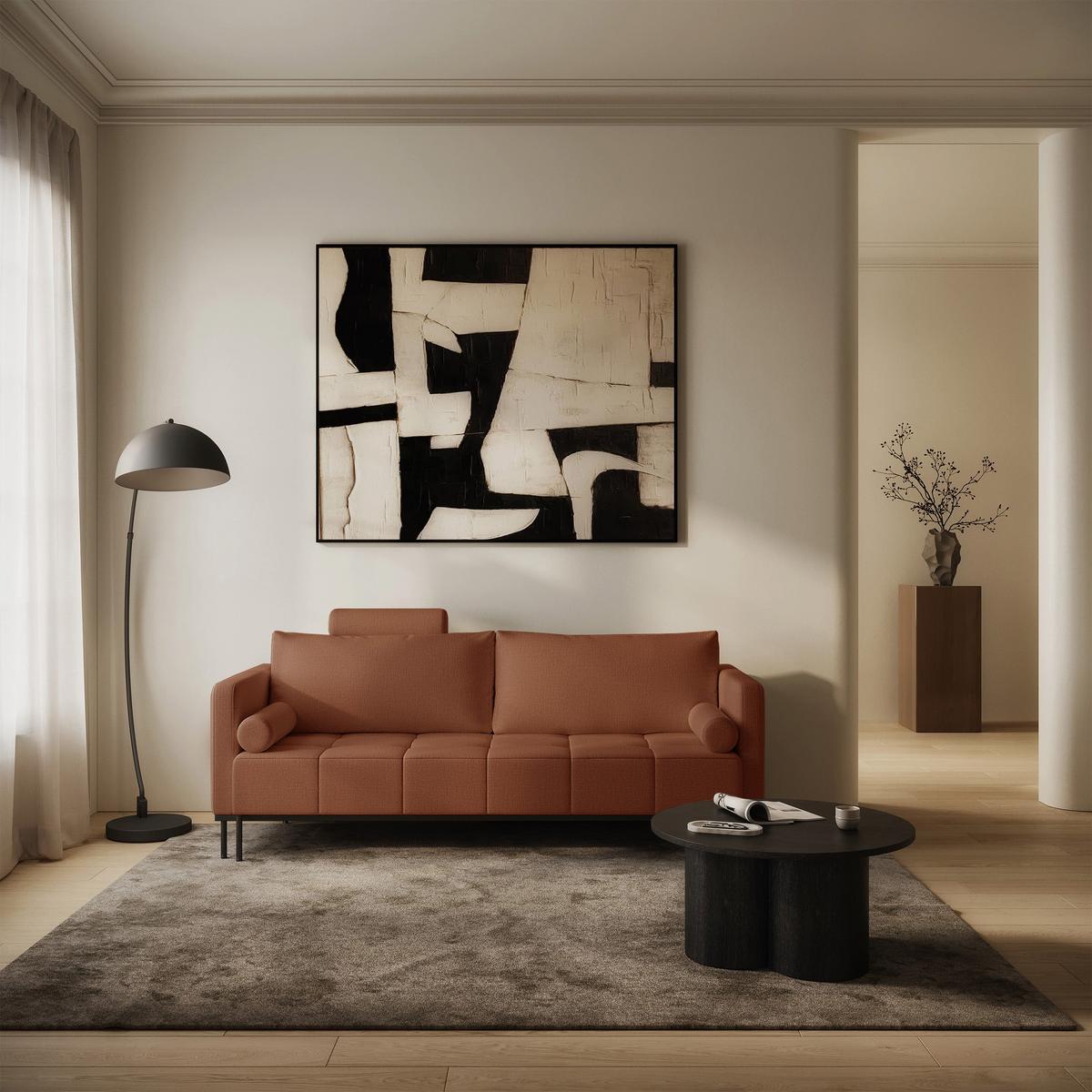 SCHLAFSOFA Skilia mit Schlaffunktion, 3-Sitzer 224 cm - Schwarz/Kupferfarben, Textil/Metall (224/85/102cm) - Selsey