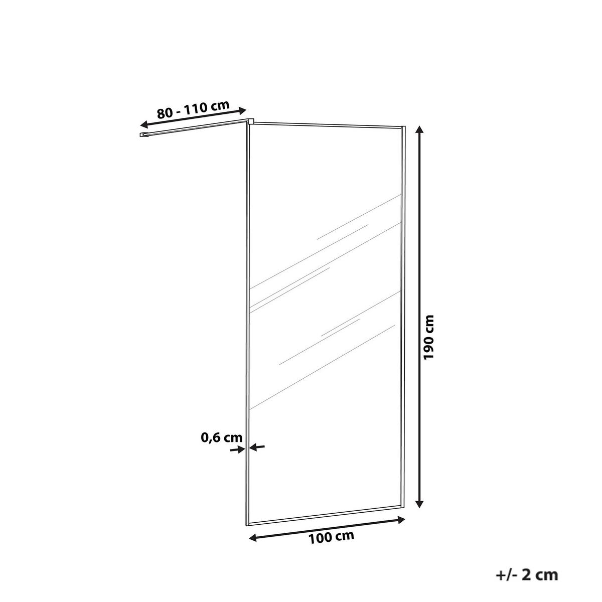 DUSCHWAND 100/190 cm Gold Waspam - Transparent/Goldfarben, Glas (100/190cm) - Beliani