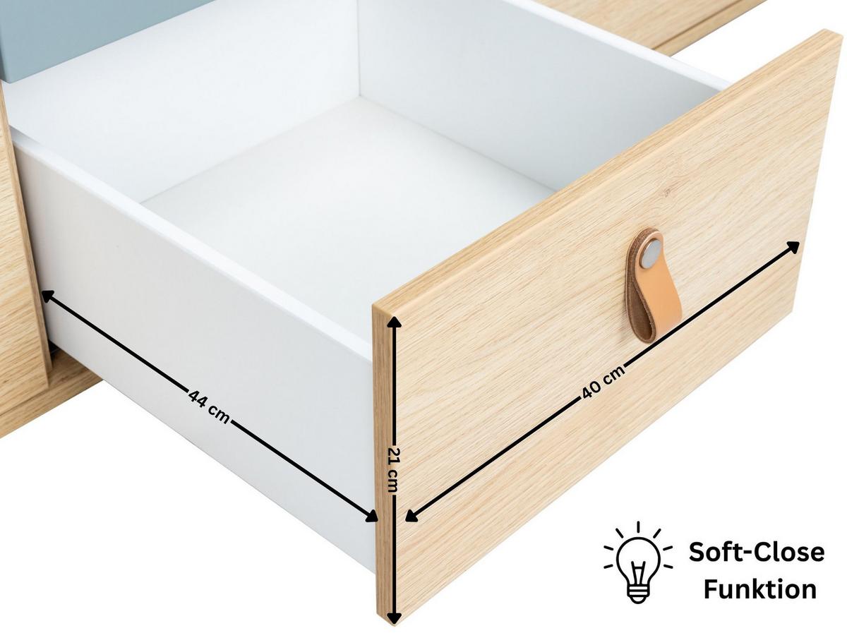 KLEIDERSCHRANK Roofy - Salbeigrün/Eichefarben, Leder/Holz (150/200/51cm) - arthur berndt