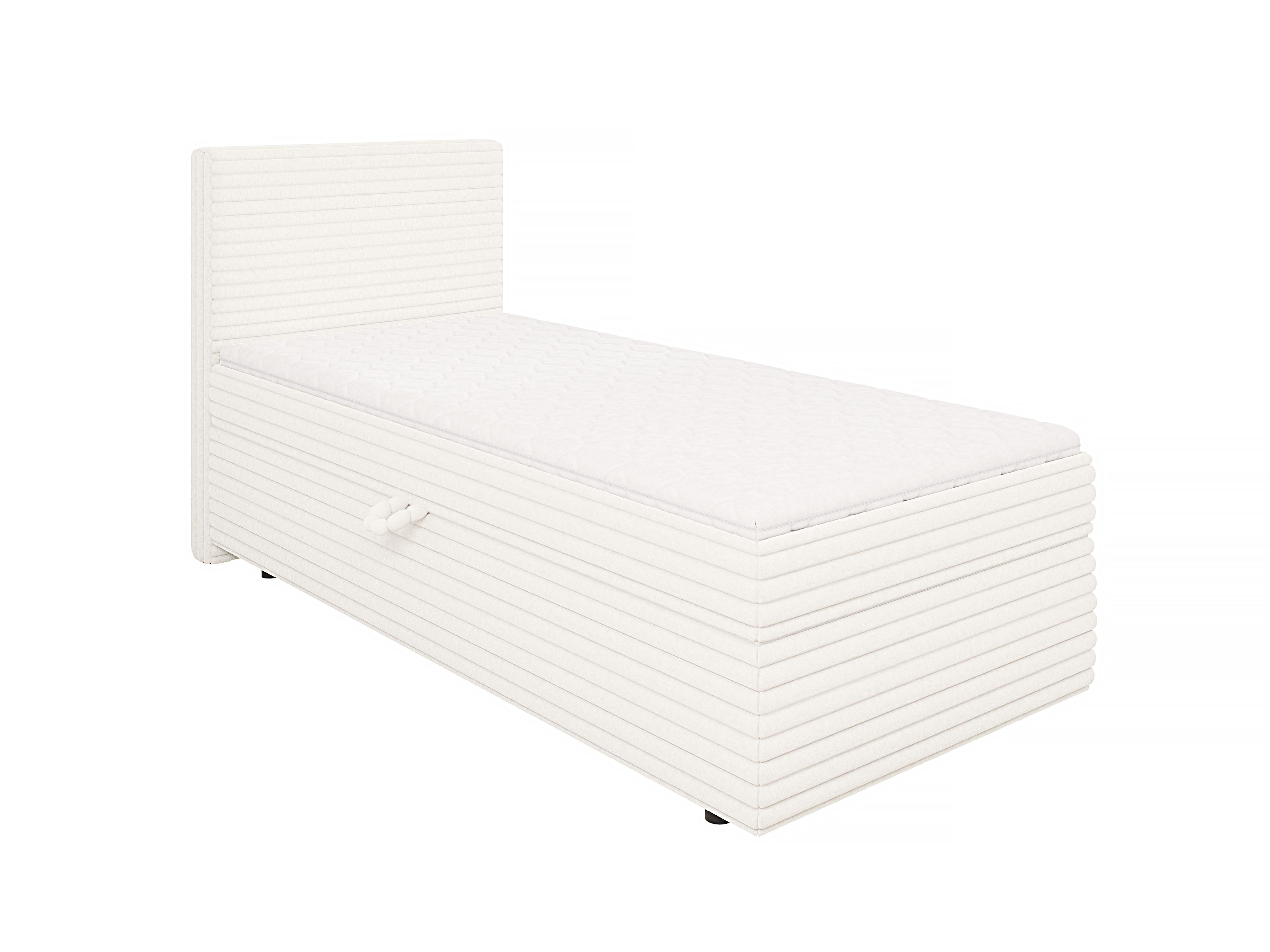 BOXBETT Roma 90/200 cm Hellbeige Plüschcord - Beige/Schwarz, Holz/Kunststoff (90/200cm) - S-Style