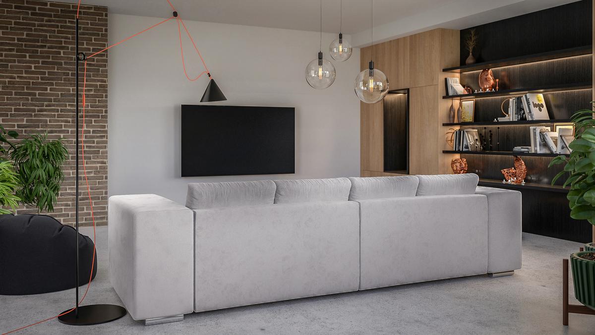 BIGSOFA Kami Microfaser Silber - Silberfarben/Schwarz, Kunststoff/Textil (290/80/110cm) - S-Style