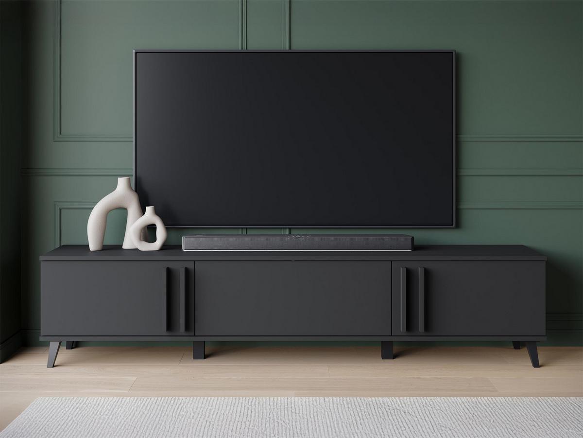 TV-LOWBOARD Helsinki 183 - Schwarz/Graphitfarben, Holzwerkstoff/Kunststoff (180/70/33cm) - MIRJAN24