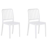 GARTENSTUHL 2er-Set Kunststoff weiß Sersale - Weiß, Kunststoff (42/82/47cm) - Beliani