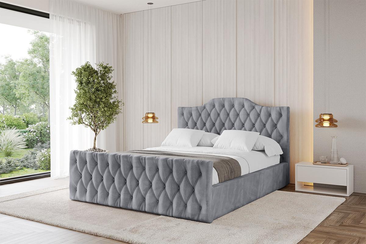 POLSTERBETT mit Bettkasten, Fußteil und Lattenrost, Boxbett mit Matratze H3/H4 - FALIO-Z 120x200 Hellgrau - Hellgrau, Holzwerkstoff/Textil (120/200cm) - ALTDECOR