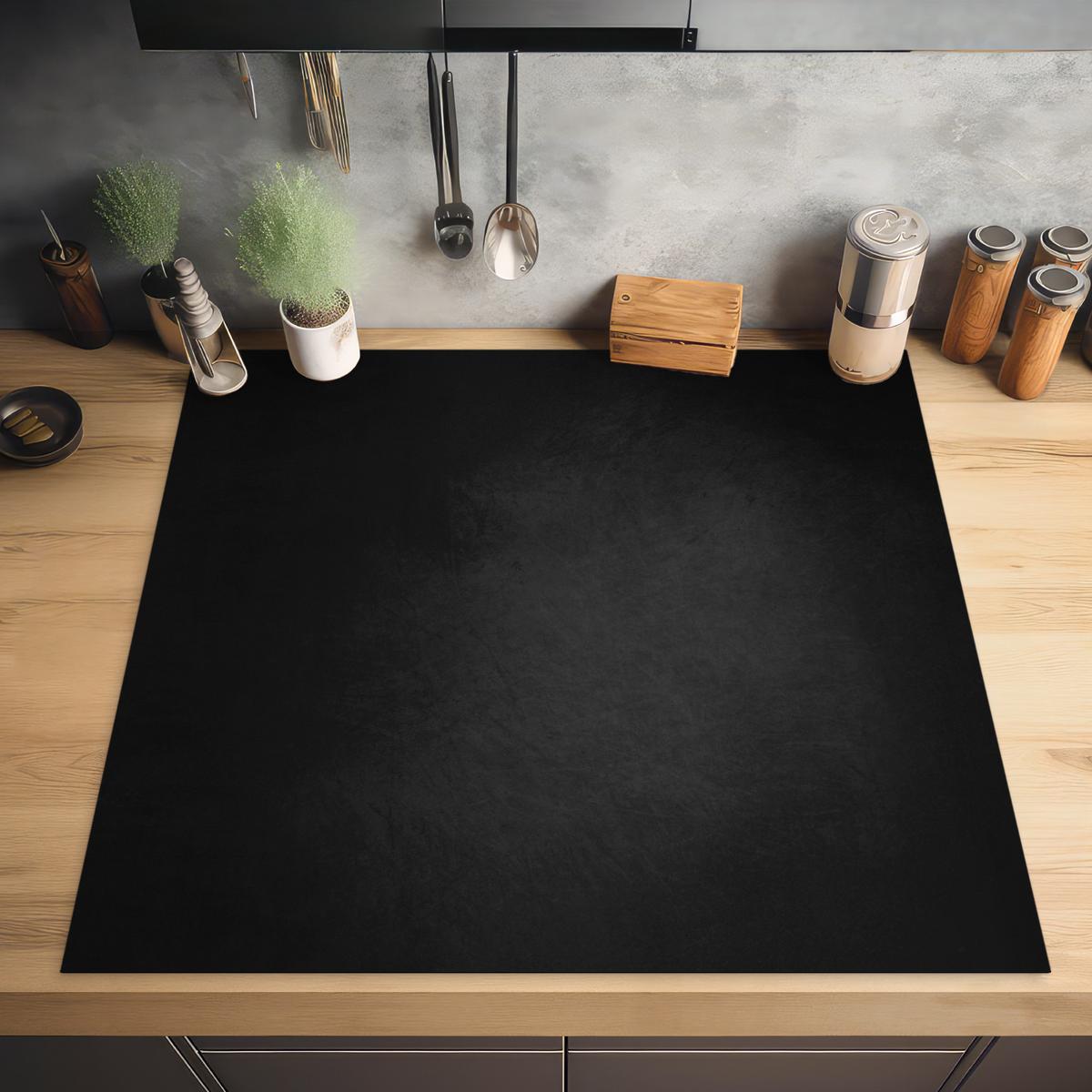 HERDABDECKPLATTE Beton - Schwarz - Grau - Strukturiert - Industriell Induktionsmatte 78x78 cm - Graphitfarben, Kunststoff (78/78/0.2cm) - MuchoWow