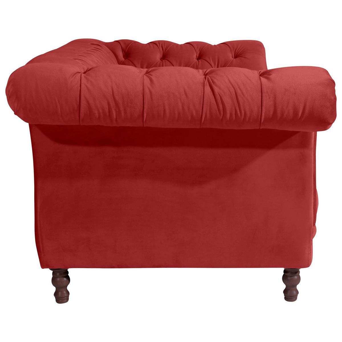 CHESTERFIELD Sofa 2-Sitzer Kaylin Samtvelours ziegel - Dunkelrot, Kunststoff (200/80/100cm) - 58aufmkessel