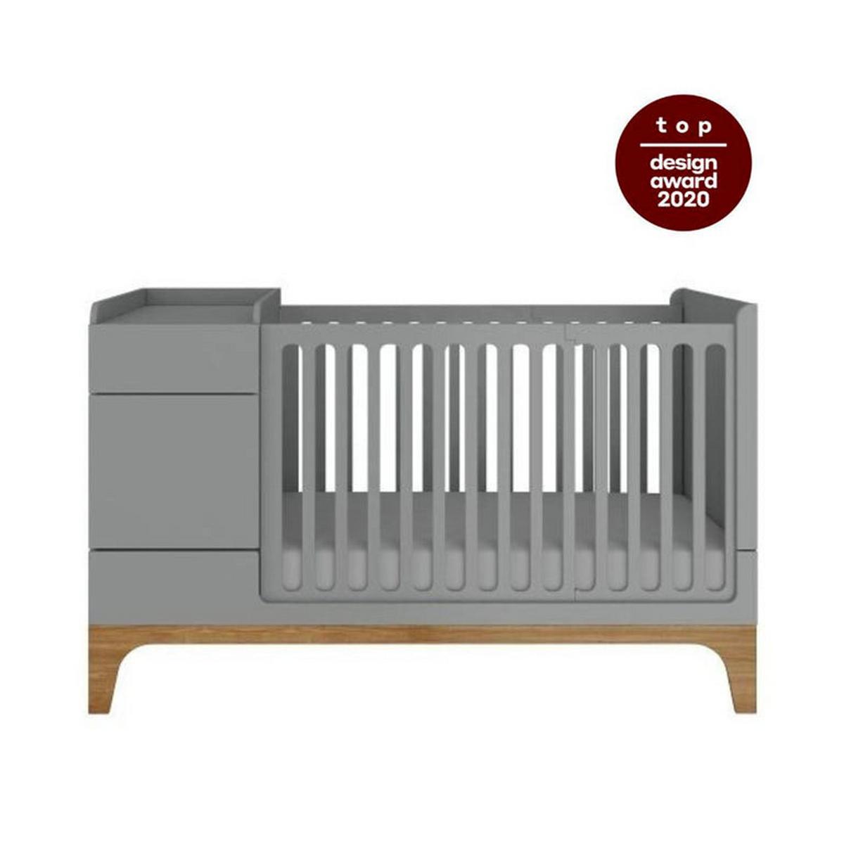GITTERBETT 70/120 Grau und Holz - Grau, Holzwerkstoff (70/120cm) - Petits-meubles