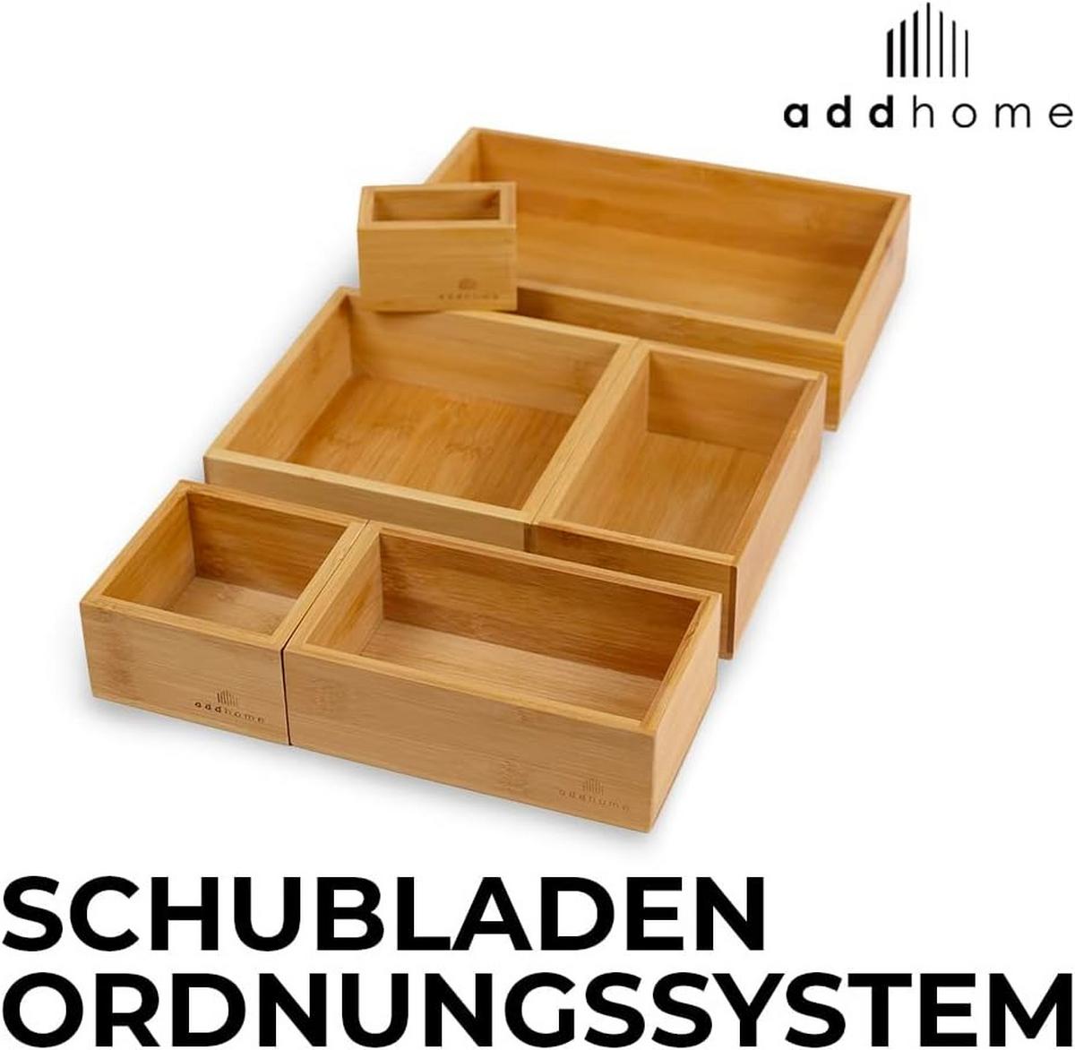 SCHUBLADEN ORGANISATIONSSYSTEM mit 6 Aufbewahrungskisten - Naturfarben, Holz (34/7/27cm) - addhome