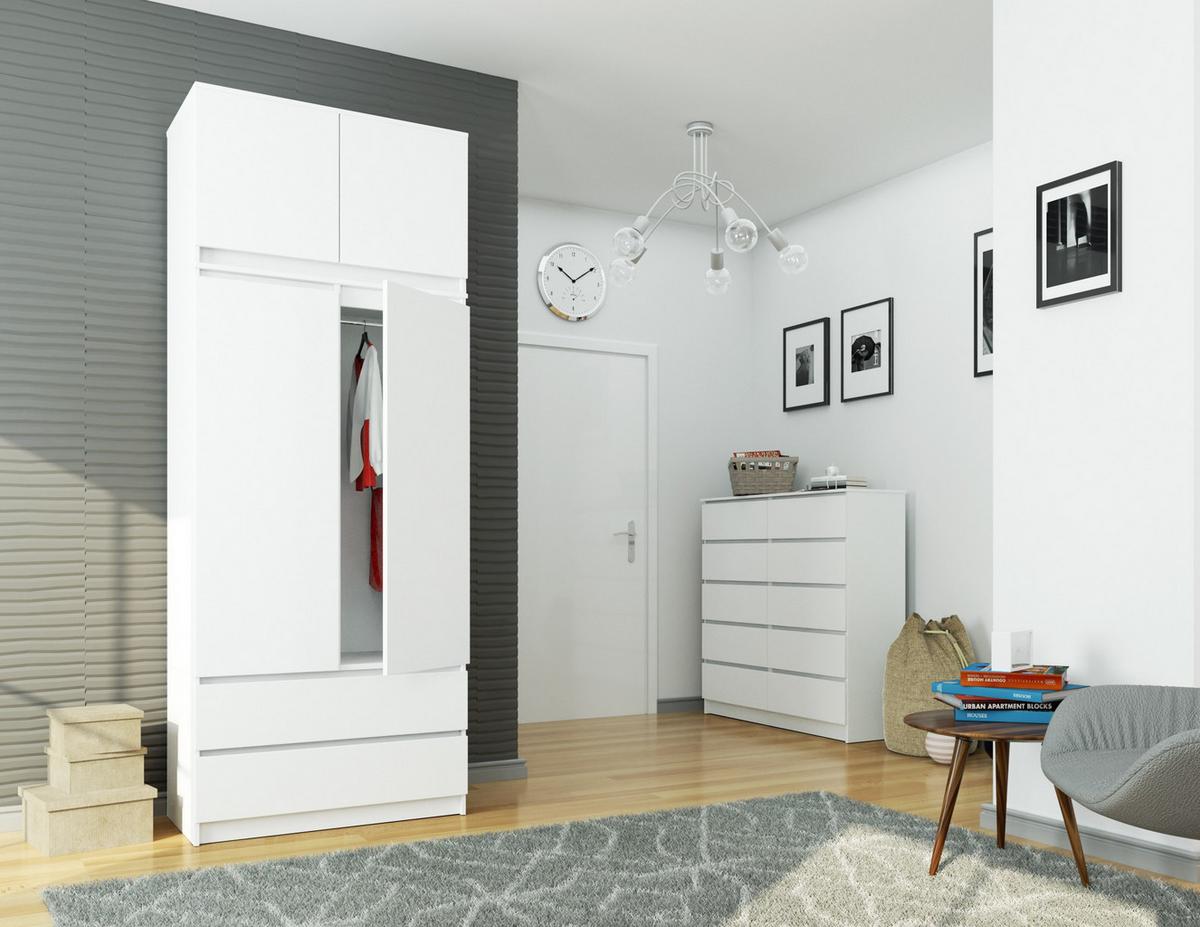 KLEIDERSCHRANK Weiß 234/90/51 - Weiß, Holzwerkstoff (90/234/51cm) - RAUMHIRSCH FURNITURE