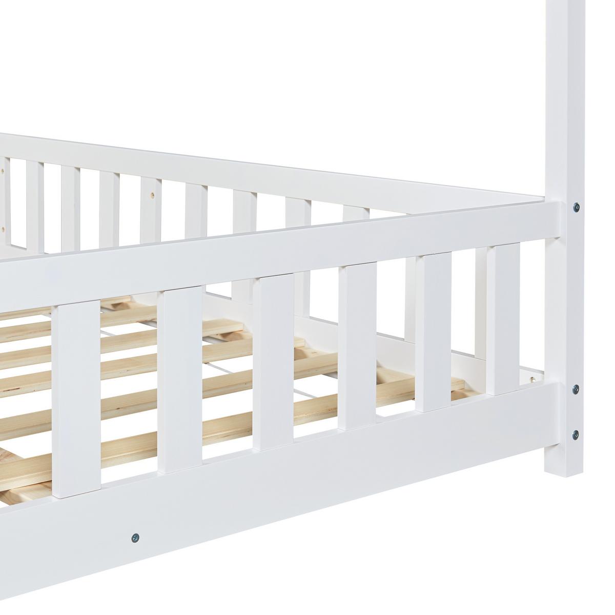 HAUSBETT Hesel - Weiß, Holz (120/200cm) - [en.casa]