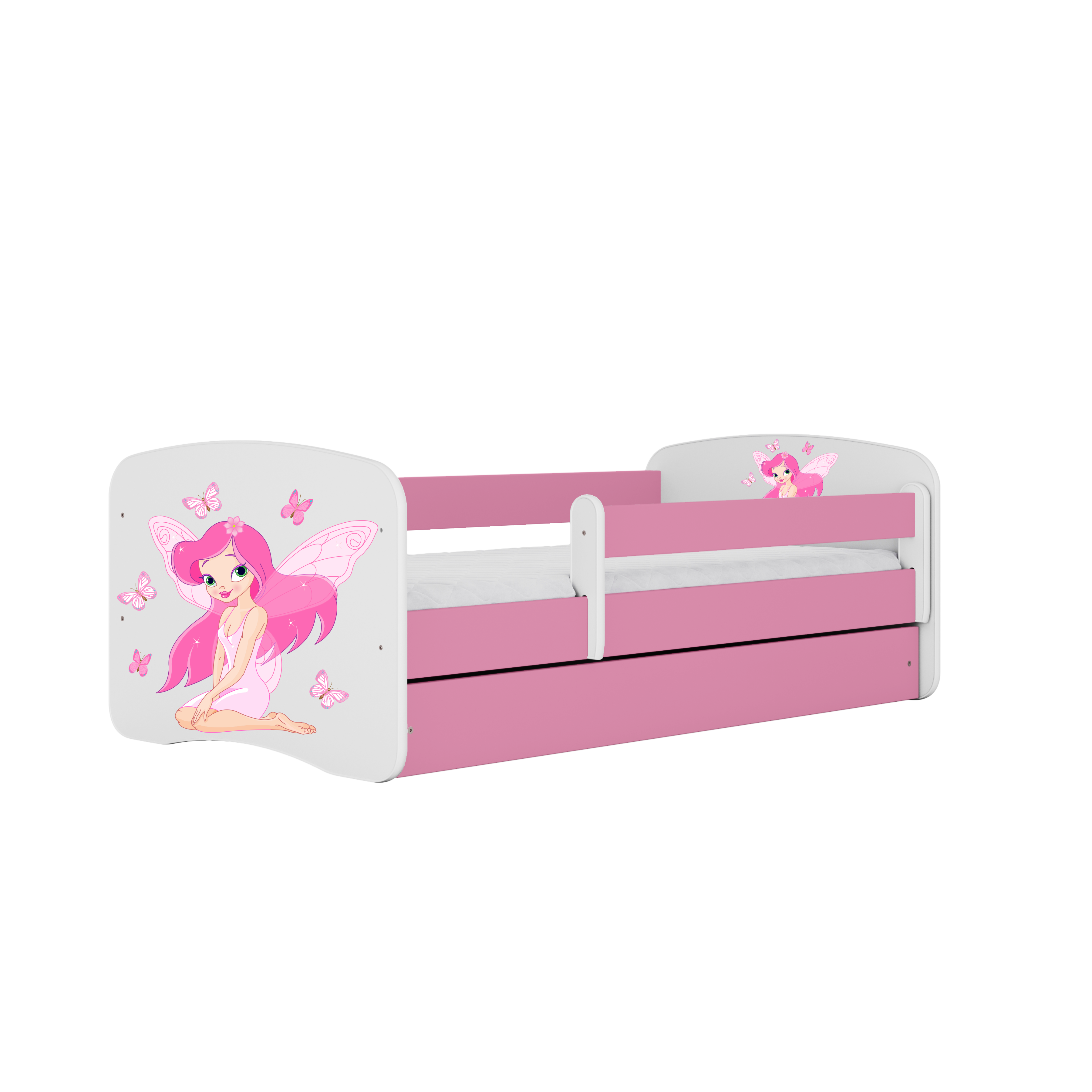 KINDERBETT Fee mit Schmetterlingen mit Schublade und Matratze 180/80 - Rosa, Holzwerkstoff (80/180cm) - RAUMHIRSCH FURNITURE