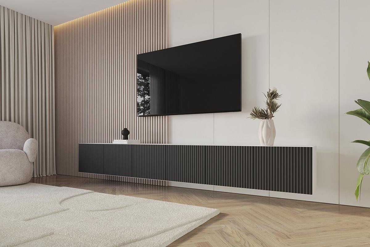 LOWBOARD NOA-2-W 3x100x40x40 cm - Weiß / Schwarz - Schwarz, Holzwerkstoff (300/40/40cm) - ALTDECOR