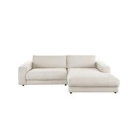 ECKSOFA MADELINE Cremeweiß Cord - Creme/Schwarz, Kunststoff/Textil (270/190cm) - KAWOLA