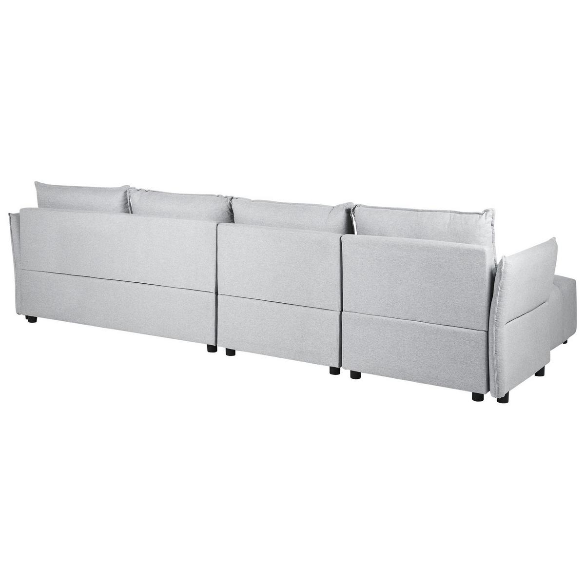 4-SITZER-ECKSOFA Polyester Grau linksseitig Tomra - Hellgrau, Textil (325/136cm) - Beliani