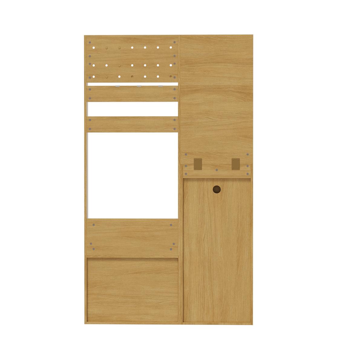 GARDEROBEN-SET 105 cm Holzoptik Natur – Kompaktgarderobe mit Spiegel, Schuhbank & flexiblem Hakenboard - Naturfarben, Holzwerkstoff (105/180/38cm) - Urban Meuble