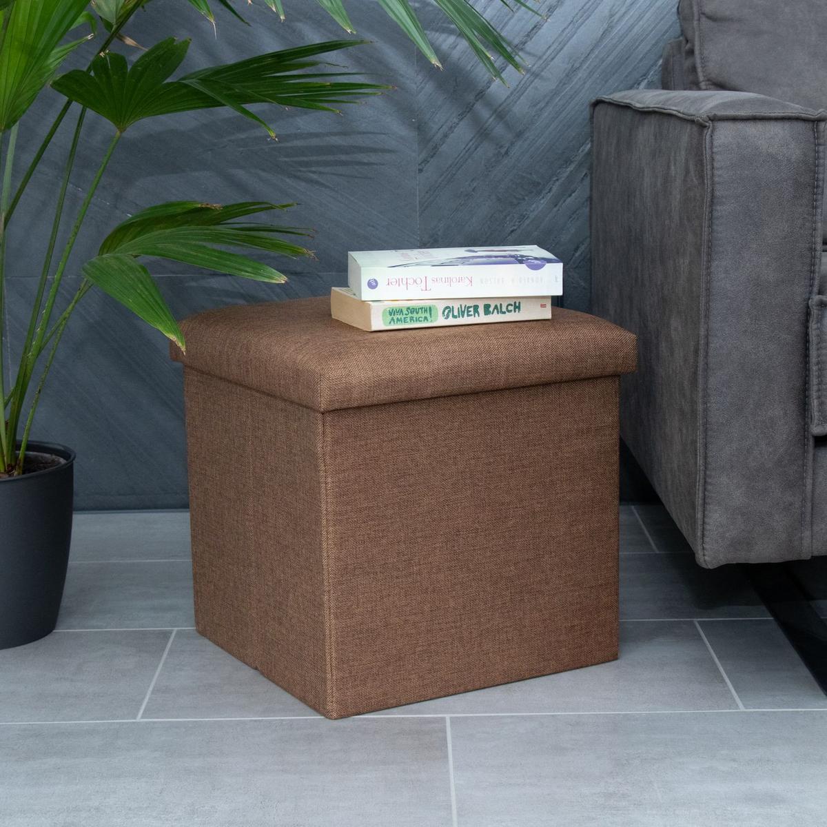 SITZHOCKER mit Stauraum 30/30/30 cm (Braun) - Braun, Textil (38/38/38cm) - Intirilife