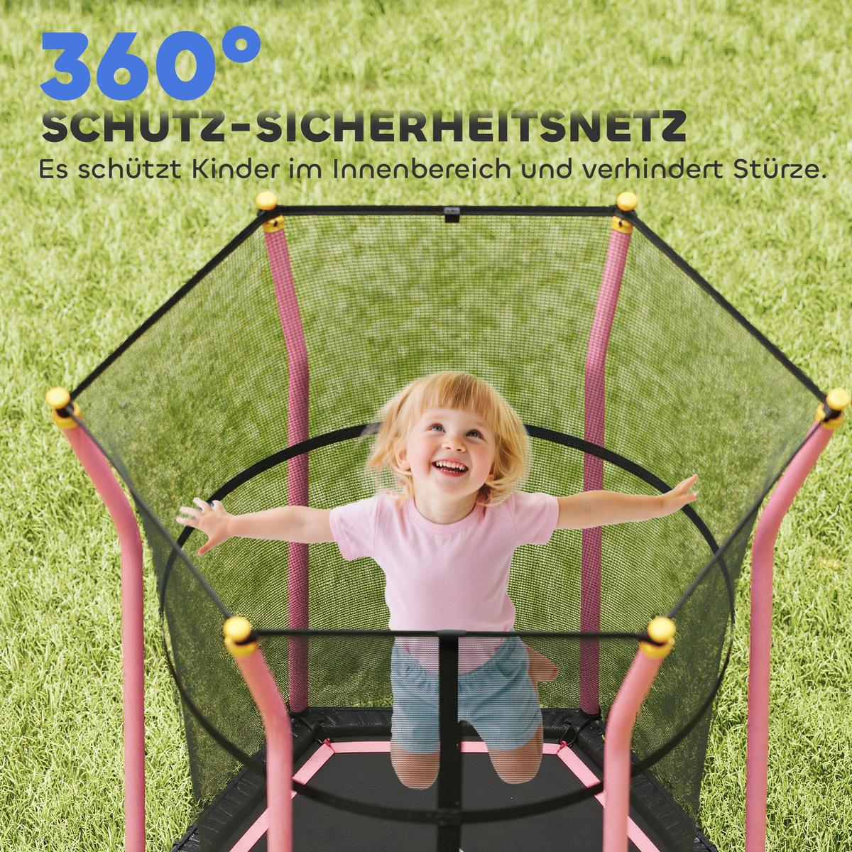 KINDERTRAMPOLIN Stahl Kunststoff Rosa - Rosa, Metall (111/122cm) - HOMCOM