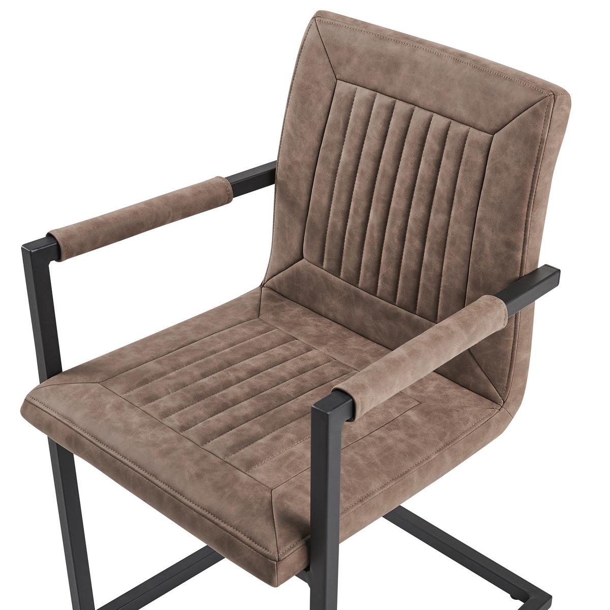 ESSZIMMERSTUHL 2er-Set Kunstleder Braun Brandol - Braun, Textil/Metall (52/87/54cm) - Beliani