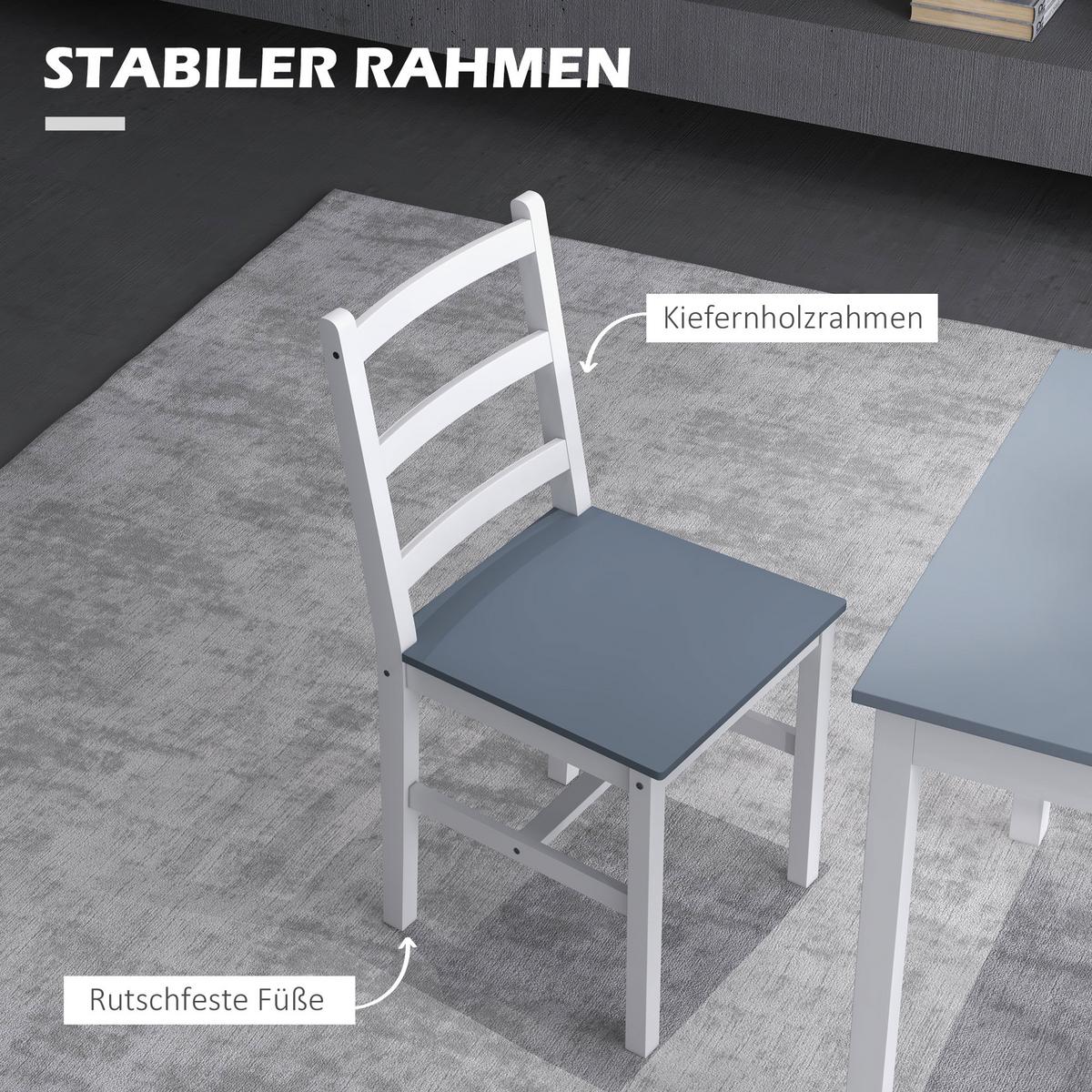 ESSGRUPPE 3er-Set, Esstisch mit 2 Stühlen, Küchentisch-Set für 2 Personen, Holz - Grau, Holz (75/75/75cm) - HOMCOM