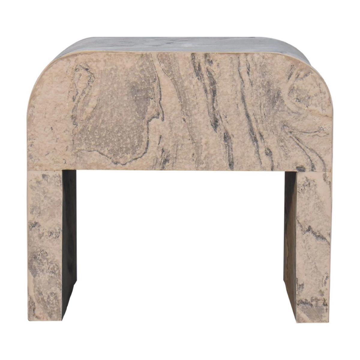 NACHTTISCH aus Massivholz, 1 Schublade, Weiß - Messingfarben/Weiß, Holz/Metall (45/40/35cm) - Artisan Furniture