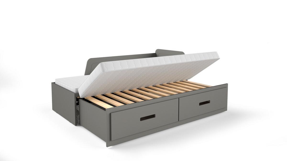 KINDERBETT MILANA mit Bettkasten 80X200 cm Anthrazit - Anthrazit, Holz (80/200cm) - MASSENO