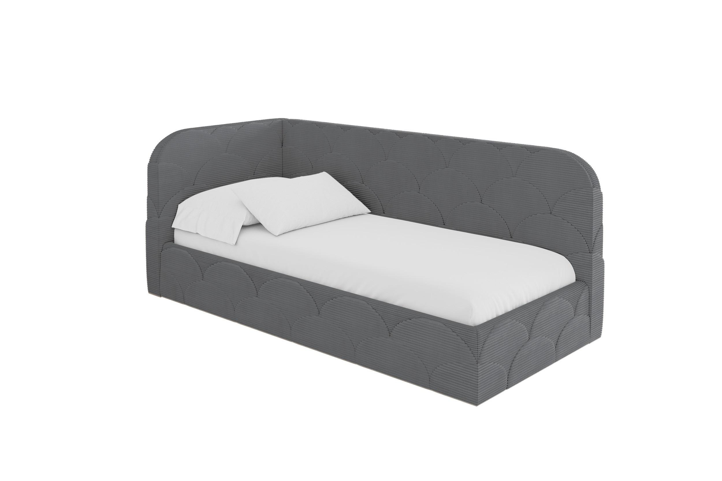 EINZELLBETT Jugendbett mit Bettkasten und Matratze H3/H4, Rechts - ELRY 100x200 Dunkelgrau - Schieferfarben, Holzwerkstoff/Textil (100/200cm) - ALTDECOR