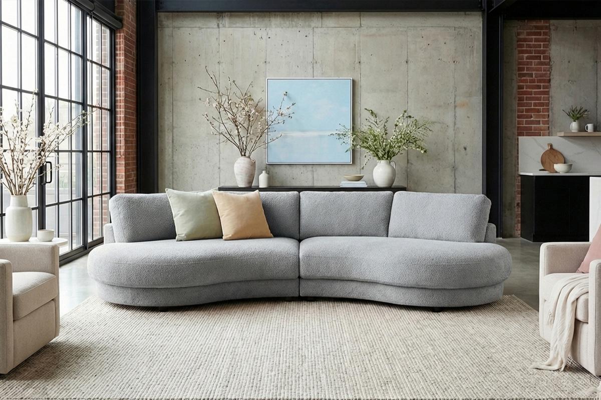 BIG SOFA PADANA Grau Flachgewebe - Schwarz/Grau, Kunststoff/Textil (410/86/166cm) - KAWOLA