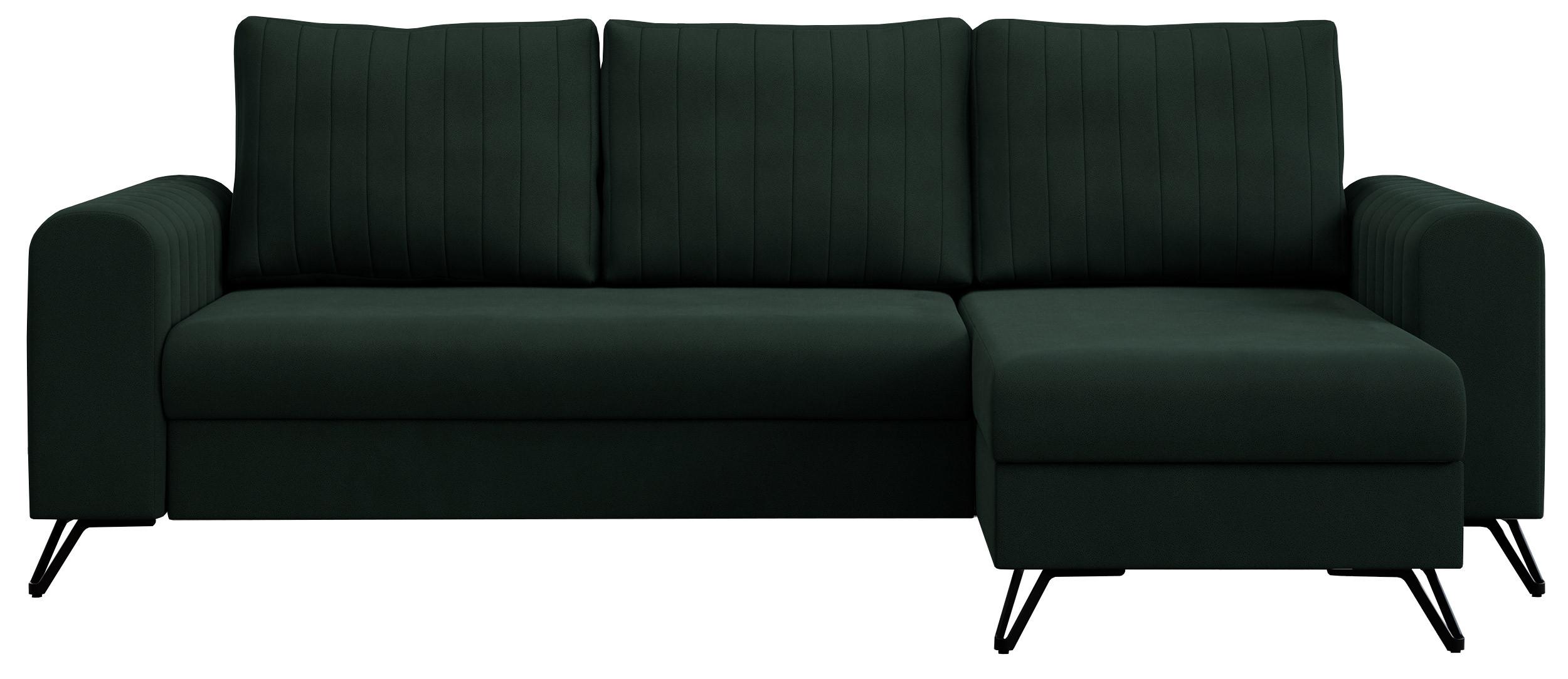 ECKSOFA Axel Samt Grün - Schwarz/Grün, Textil/Metall (242/140cm) - MKS