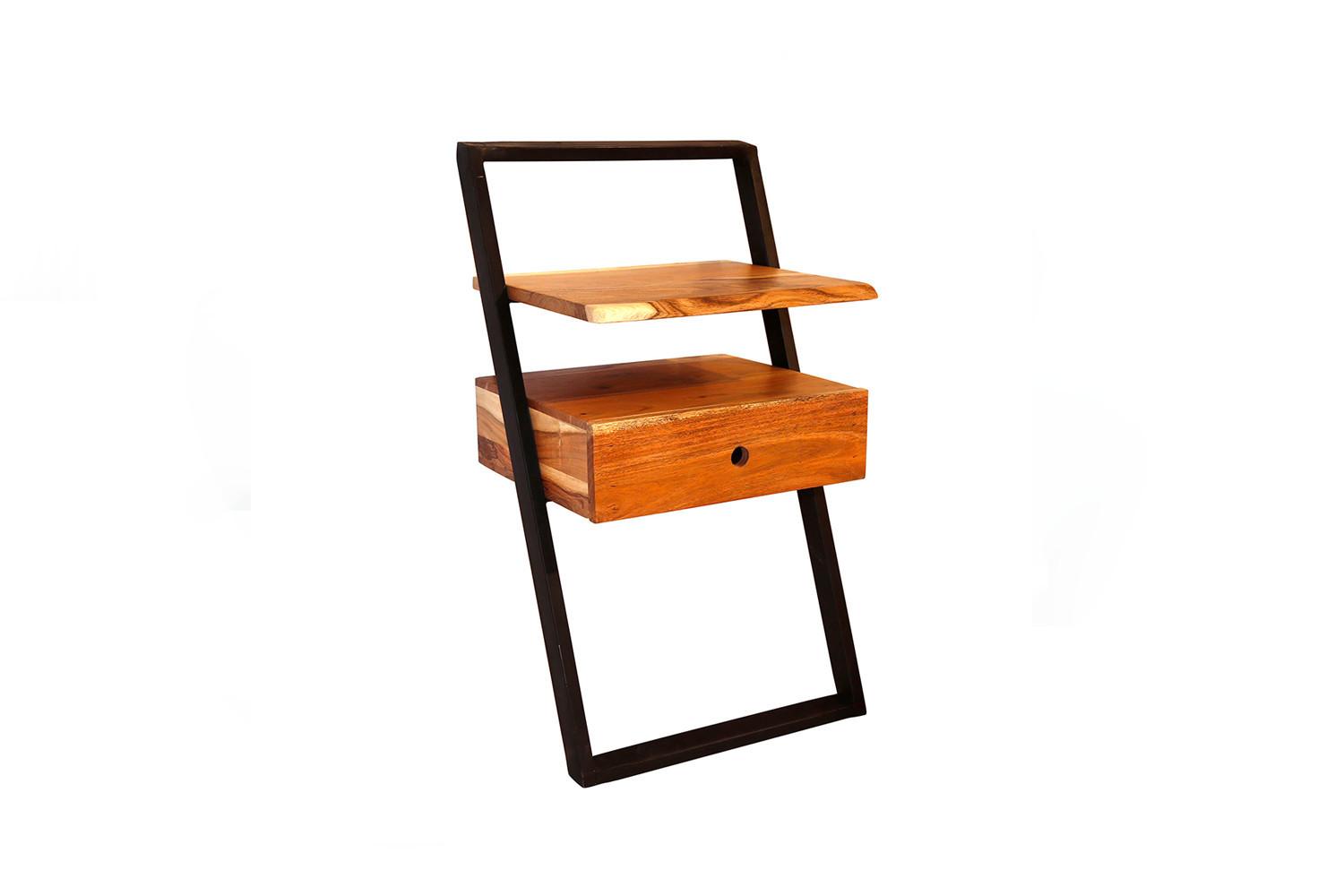NACHTTISCH LOMER Holz Akazie - Zwetschgeholzfarben, Holz (45/77/35cm) - KAWOLA